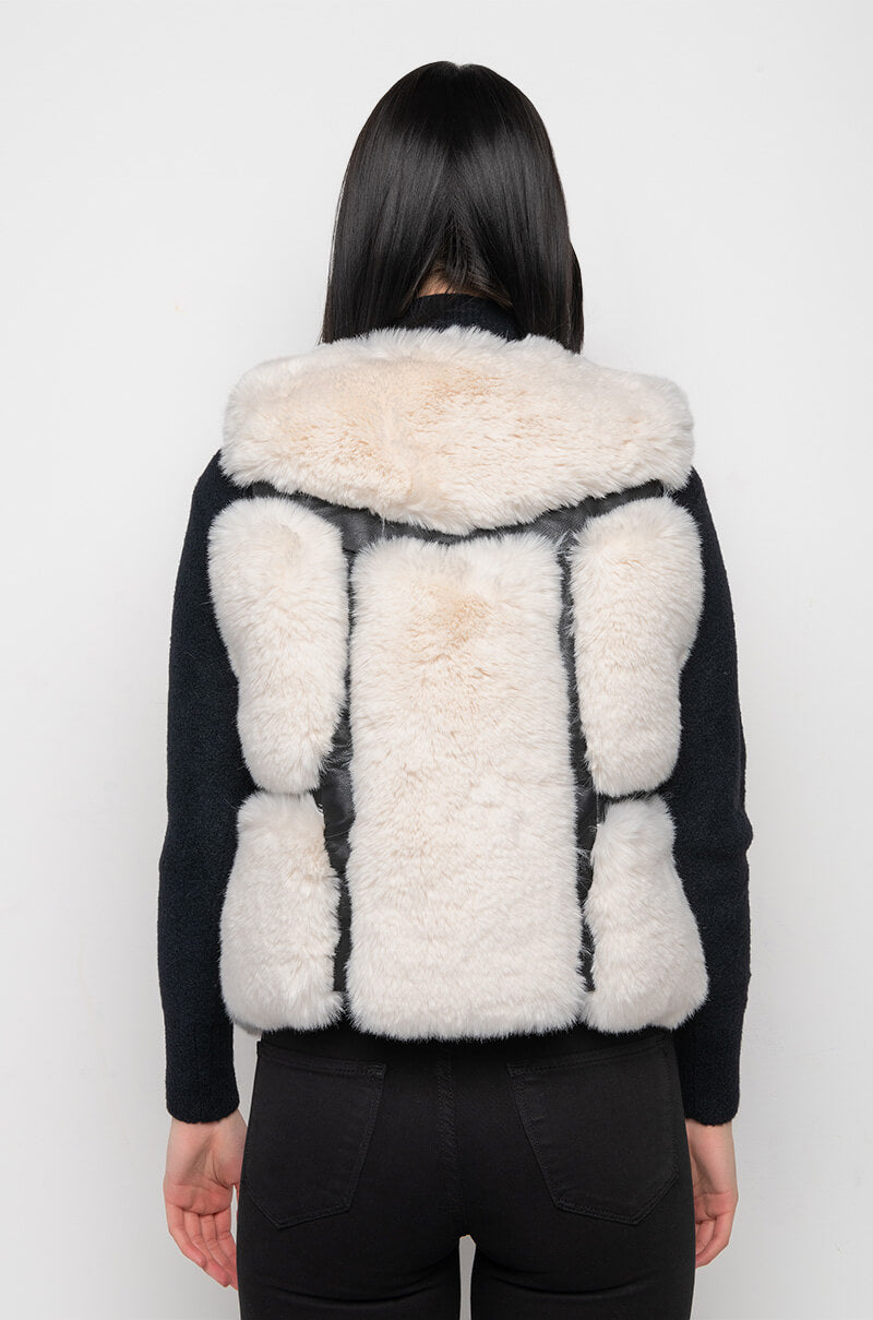 Detail View Azalea Wang Faux Fur Vest With Moto Trim