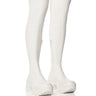 Front View Azalea Wang Favored Pu Thigh High Boot With 4 Way Stretch In White