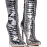 Front View Azalea Wang Faye Croc Bootie In Silver