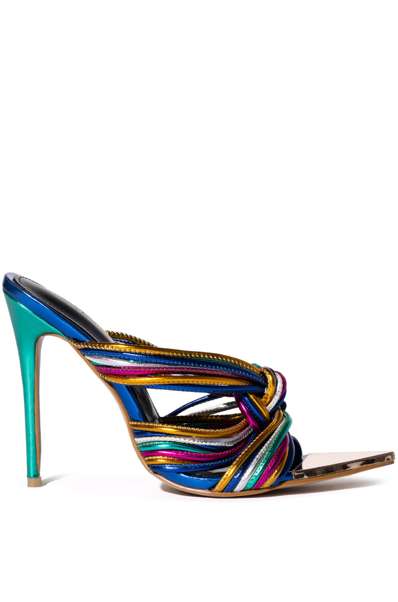 Side View Azalea Wang Fifi Multi Colored Stiletto Sandal view 2