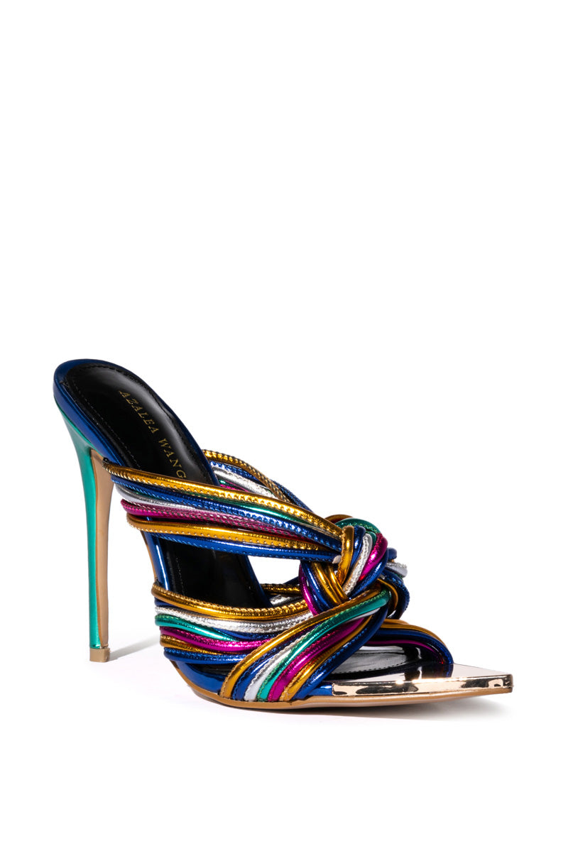 Back View Azalea Wang Fifi Multi Colored Stiletto Sandal view 3