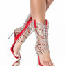 Front View Azalea Wang Fight For It Stiletto Bootie Sandal In Red