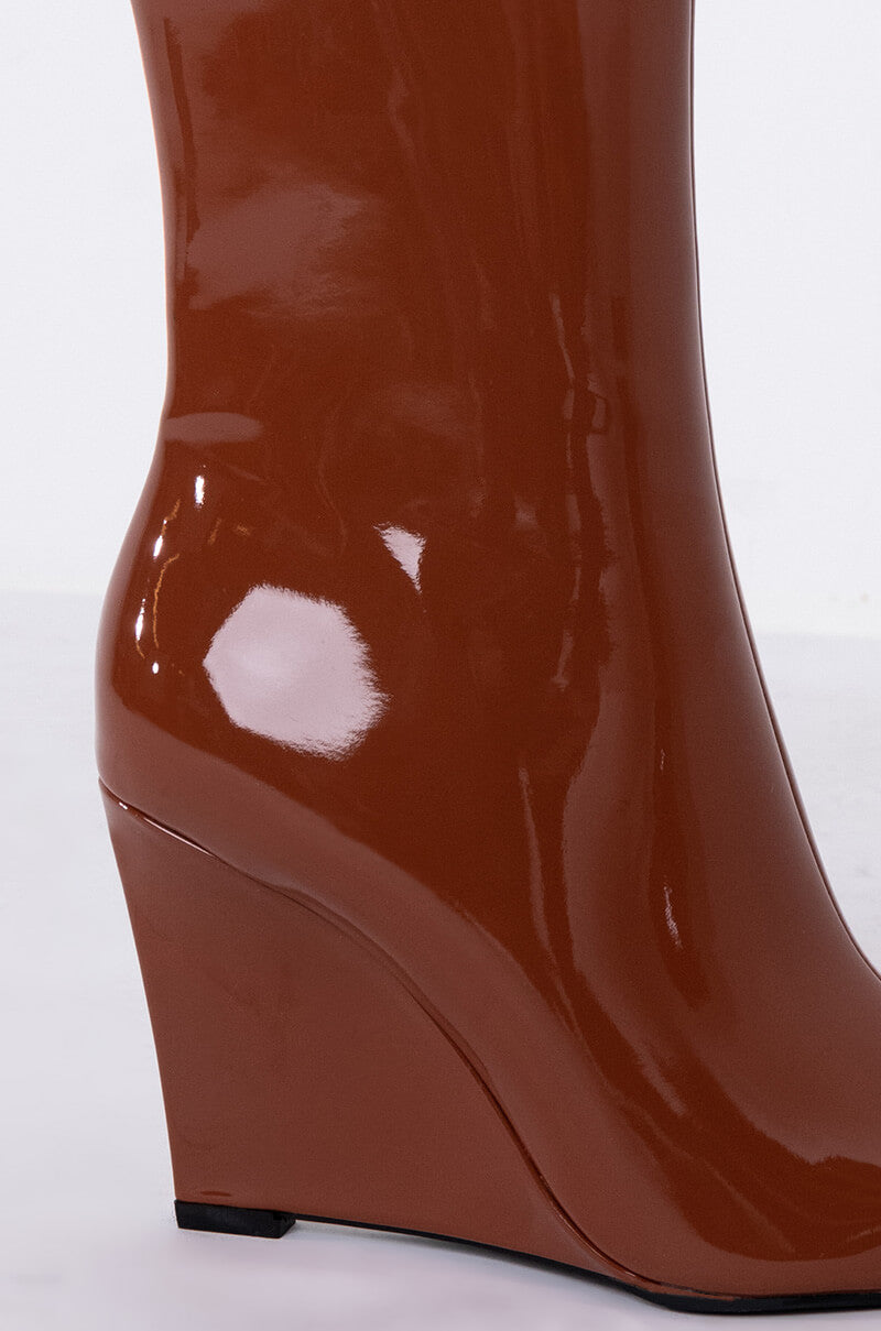 Extra View Azalea Wang Figure It Out Wedge Bootie In Caramel