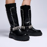 Front View Azalea Wang Filomena Black Embellished Flatform Boot