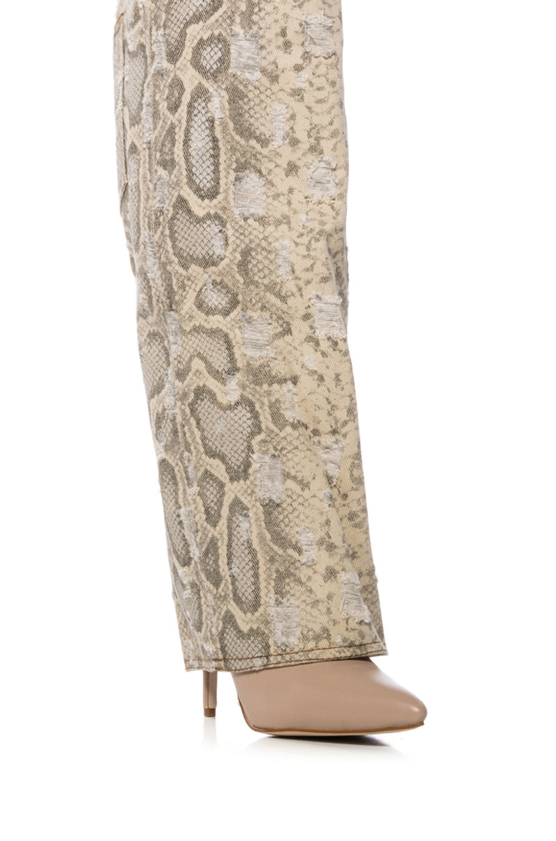 Full View Azalea Wang Fioralba Tan Snake Skin Fold Over Boot 4