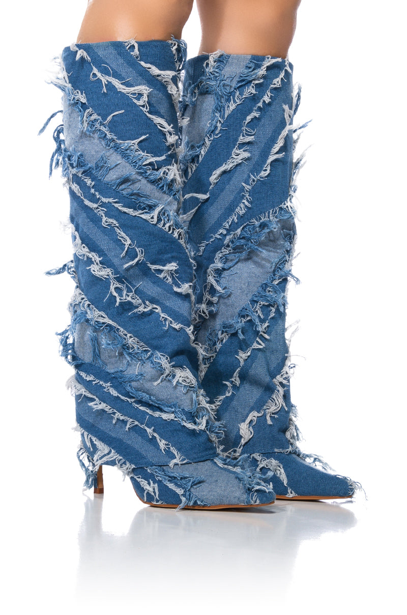 AZALEA WANG FISHER FOLD OVER BOOT IN DENIM view 0