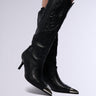 Front View Azalea Wang Floryan Black Western Boot With Silver Toe Cap