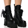 Front View Azalea Wang Follow Chunky Combat Bootie In Black