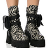 Front View Azalea Wang Follow Chunky Combat Bootie In Zebra