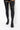 Side View Azalea Wang Forever Lost In Time Fitted Thigh High Flat Boot in Black Pu