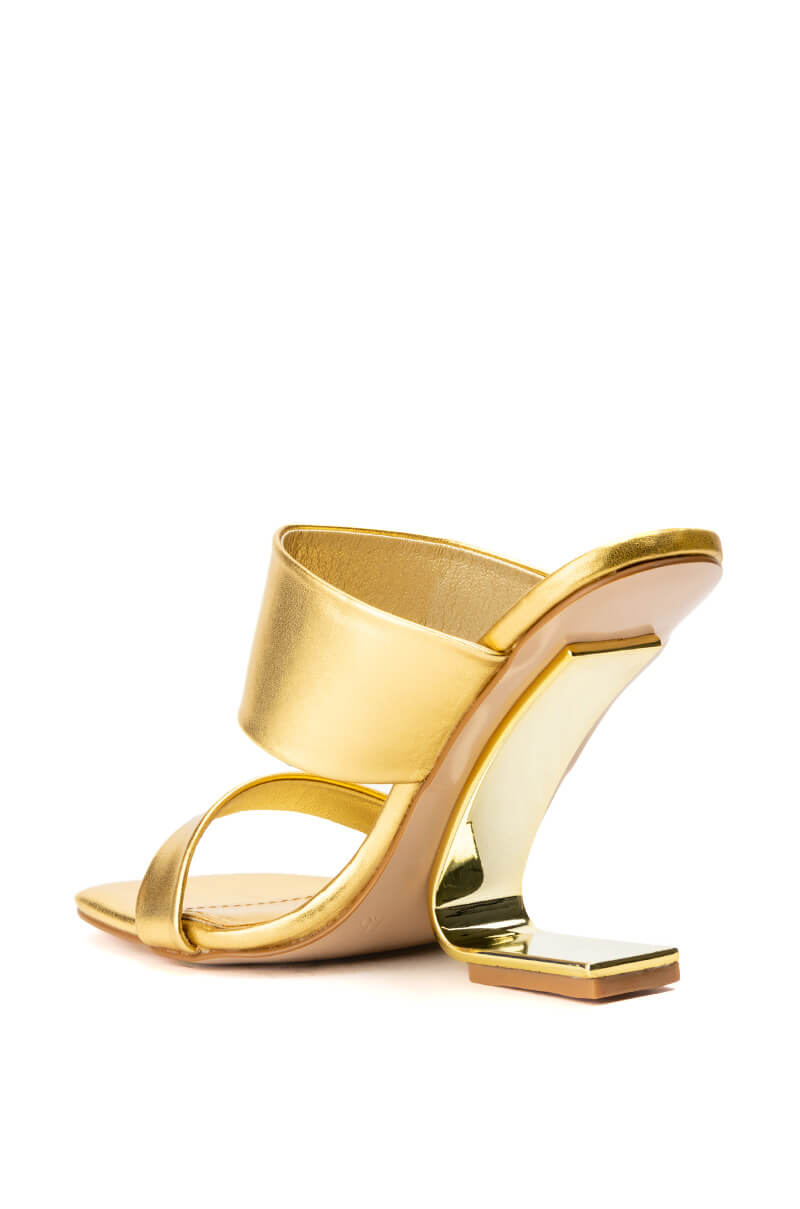 Detail View Azalea Wang Foxy Floating Wedge Sandal In Gold