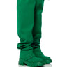 Front View Azalea Wang Frappe Over The Knee Chunky Boot In Green