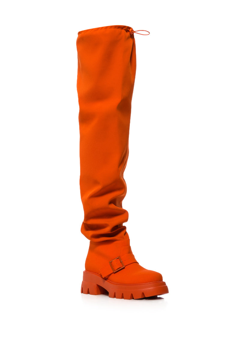 Full View Azalea Wang Frappe Over The Knee Chunky Boot In Orange