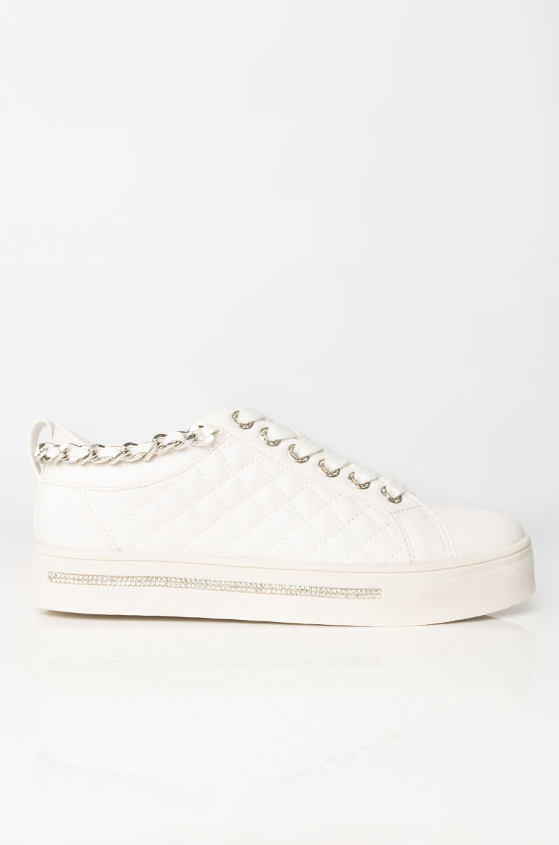 Back View Azalea Wang Freak Like Me Flat Sneaker In White