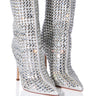 Front View Azalea Wang Full Of Love Rhinestone Embellished Bootie In Silver