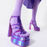 Front View Azalea Wang Funky Beats Chunky Sandal In Purple Multi