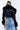 Back View Azalea Wang Fur Trim Giselle Crop Jacket in Black