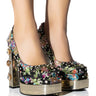 Front View Azalea Wang Gemma Satin Embellished Pump In Black