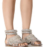 Front View Azalea Wang Georgetti Silver Diamond Flat Sandal