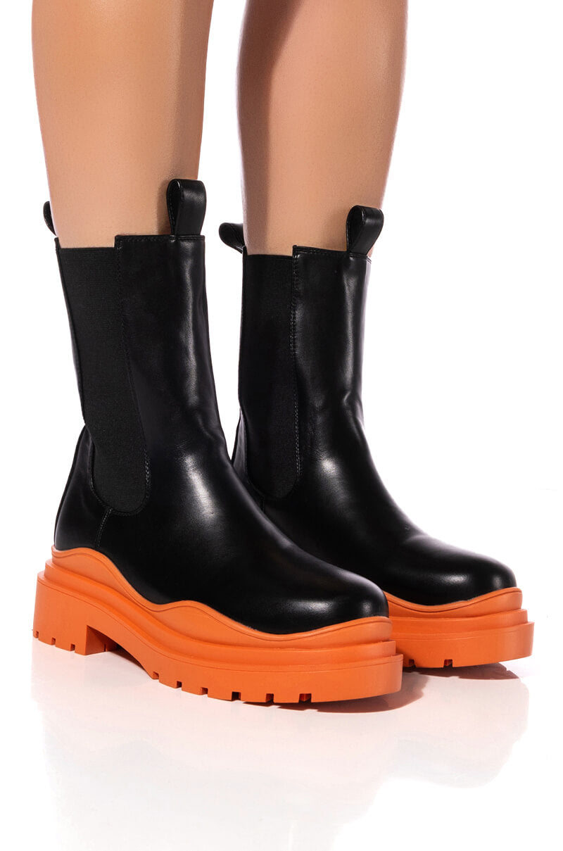 AZALEA WANG GHOSTED FLATFORM CHELSEA BOOT IN ORANGE view 0