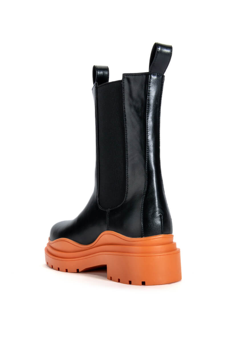 Detail View Azalea Wang Ghosted Flatform Chelsea Boot In Orange