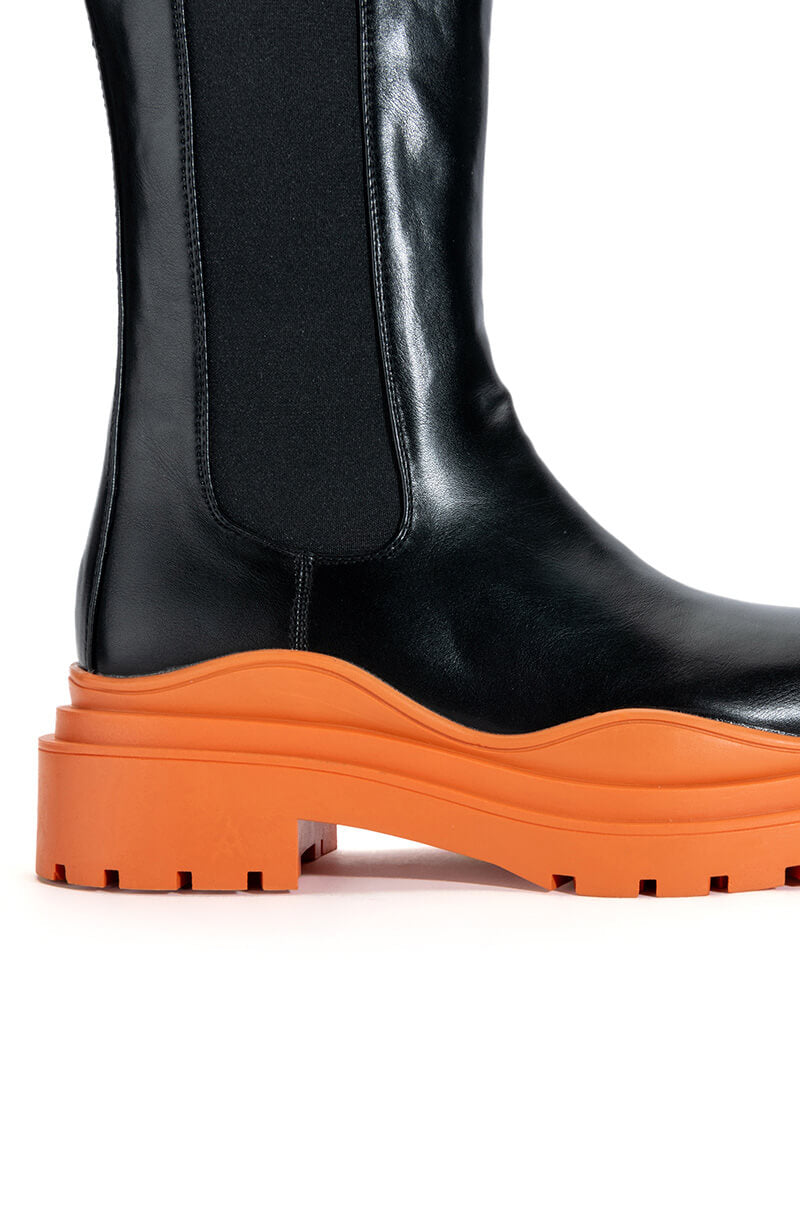Full View Azalea Wang Ghosted Flatform Chelsea Boot In Orange