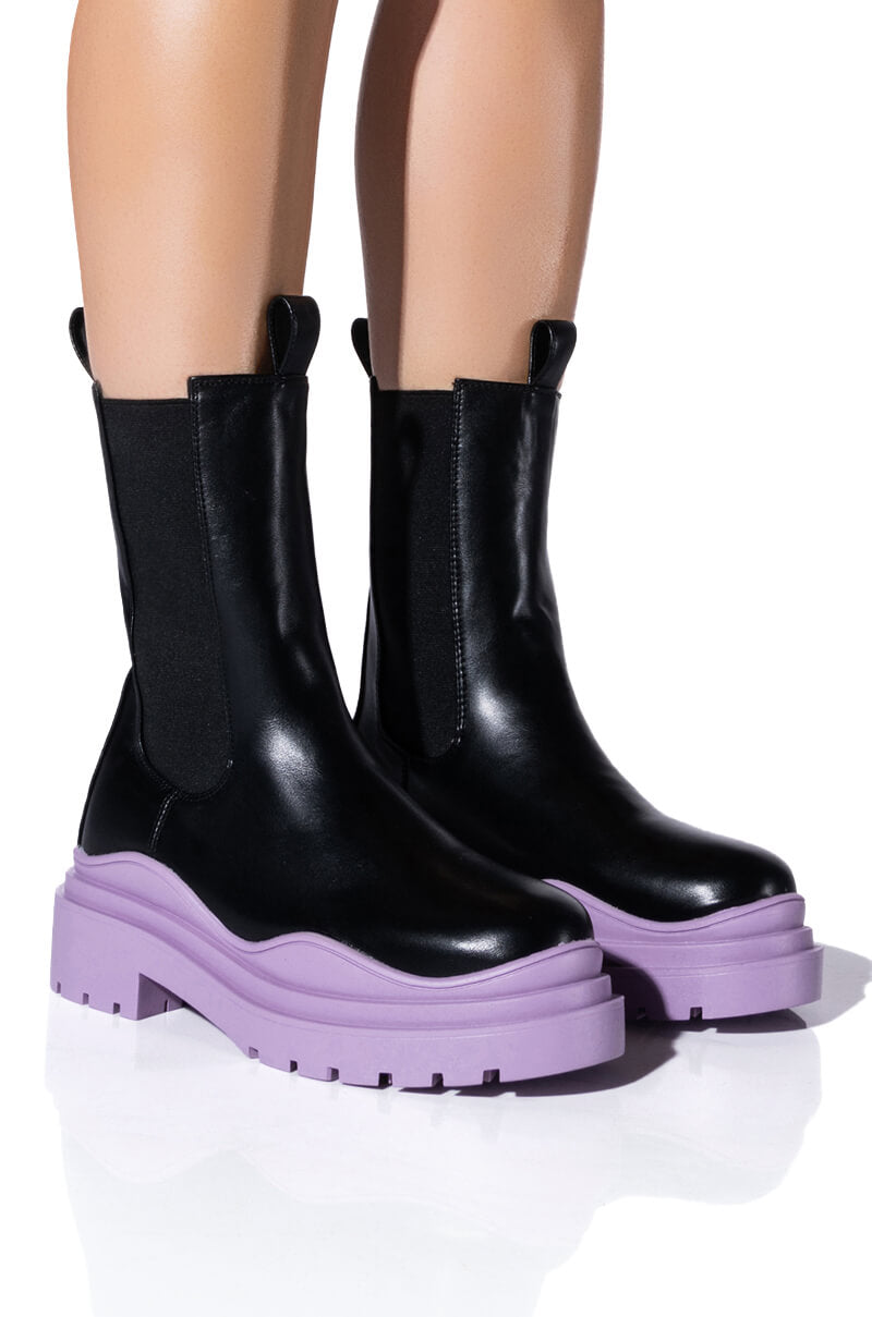 AZALEA WANG GHOSTED FLATFORM CHELSEA BOOT IN PURPLE view 0