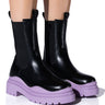 Front View Azalea Wang Ghosted Flatform Chelsea Boot In Purple