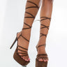 Front View Azalea Wang Girls Night Stiletto Sandal In Brown