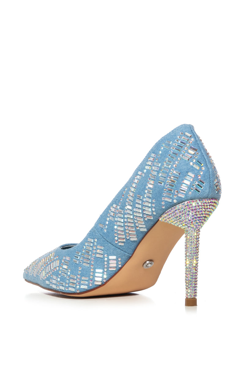 Detail View Azalea Wang Gizelle Denim Embellished Pump 3