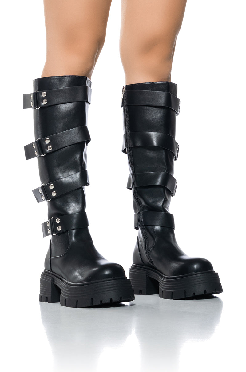 Front View Azalea Wang Glad Black Industiral Chunky Boot