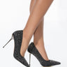 Front View Azalea Wang Glitch In The System Stiletto Pump In Black