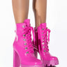 Front View Azalea Wang Go For It Chunky Heel Bootie In Fuchsia