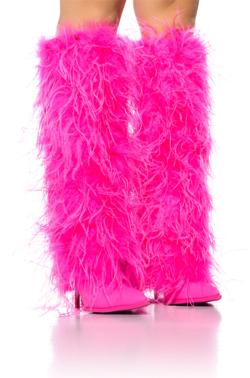 AZALEA WANG PINK FEATHER BOOT view 0