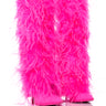 Front View Azalea Wang Go Girl Knee High Pink Feather Boot