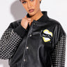 Front View Azalea Wang Good Times Studded Arm Bomber