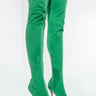 Front View Azalea Wang Got Me Stuck To You Fitted Thigh High Boot In Green