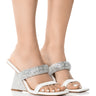 Front View Azalea Wang Graham Patent Wedge Embellished Sandal In White