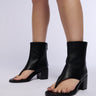 Front View Azalea Wang Grayson Chunky Heel Thong Sandal In Black