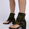 Front View Azalea Wang Grayson Chunky Heel Thong Sandal In Camo