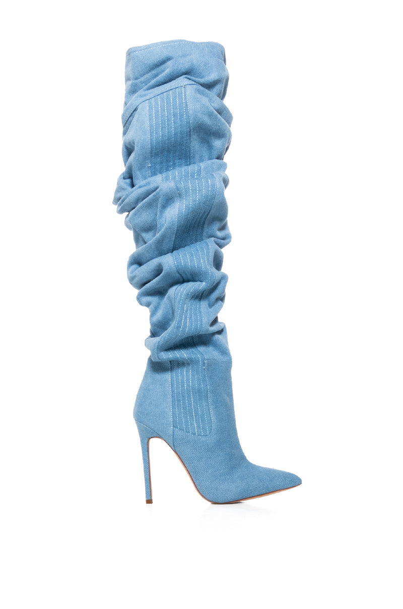 Side View Azalea Wang Greer Denim Boot 1