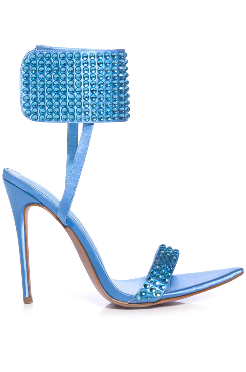 Side View Azalea Wang Griffon Embellished Stiletto Sandal