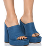 Front View Azalea Wang Groovy Chunky Slip On Sandal In Denim