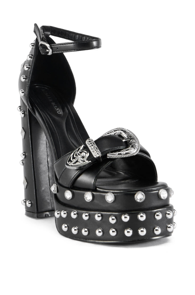 Detail View Azalea Wang Haiku Black Sandal 2