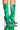 Front View Azalea Wang Halo Holographic Stiletto Bootie In Green