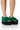 Front View Azalea Wang Hannah Fur Flatform Sandal In Green