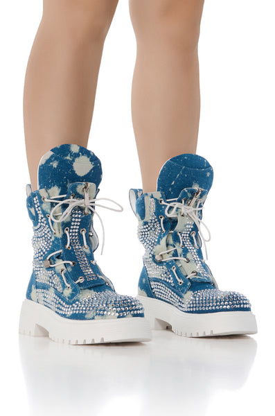 シャンシャン AZALEA WANG JAZLYN BLACK RHINESTONE EMBELLISHED WESTERN BOOT