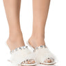 Front View Azalea Wang Hartford Sandal With Feathers In White