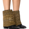 Front View Azalea Wang Havannah Chain Covered Bootie In Black