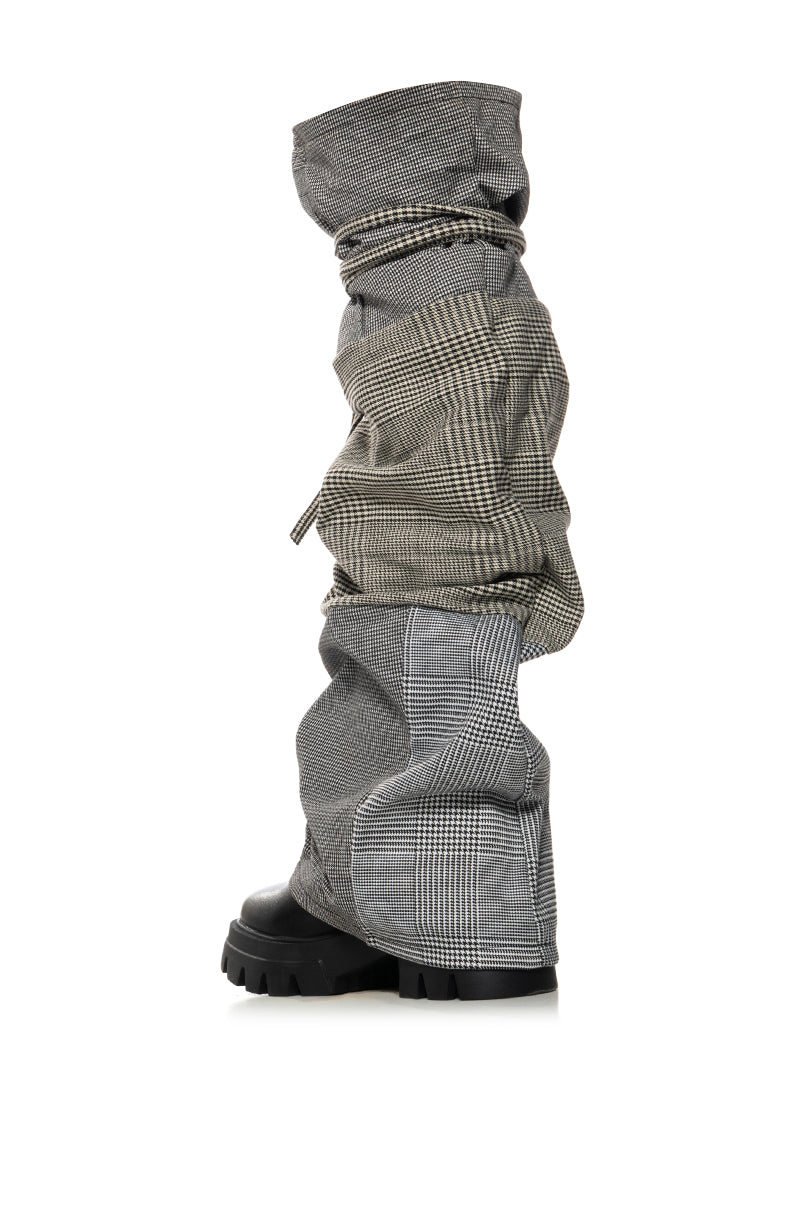 Detail View Azalea Wang Heartbreaker Black Plaid Overlay Boot